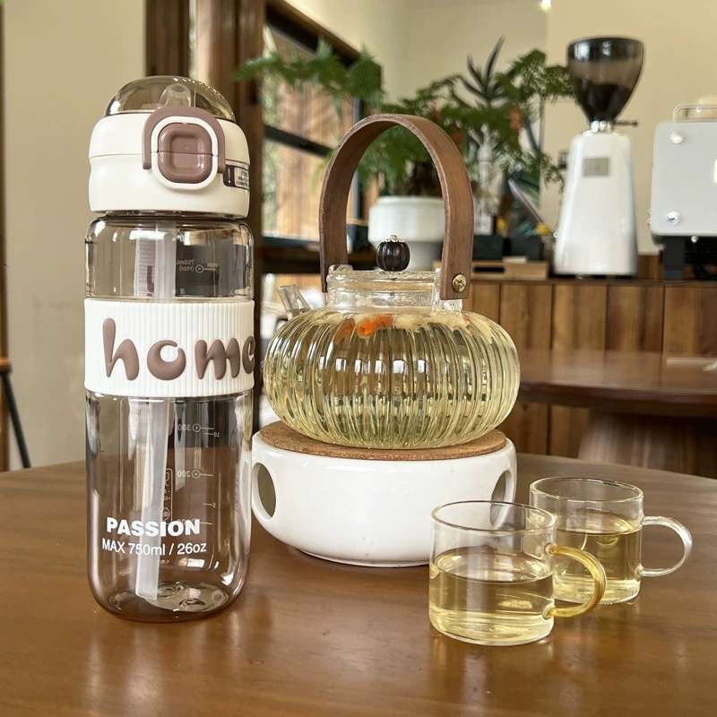 X152-XBD-6070 explosion-proof plastic cup with spring cap straw double drinking cup students outdoor transport details Picture