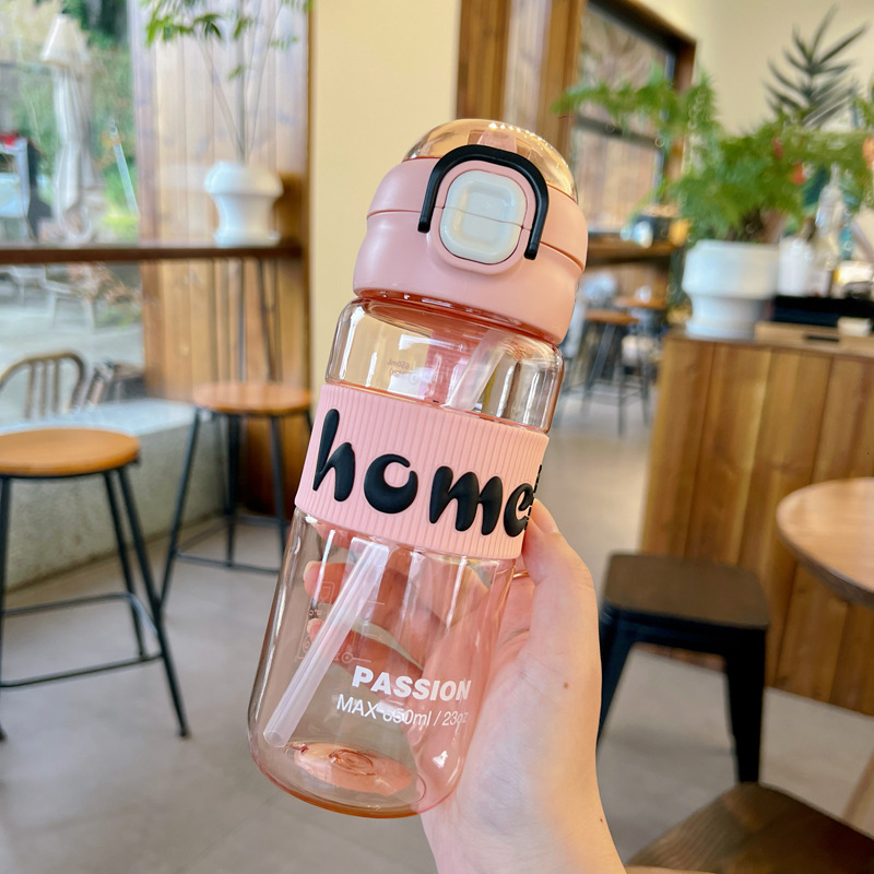 X152-XBD-6070 explosion-proof plastic cup with spring cap straw double drinking cup students outdoor transport full figure