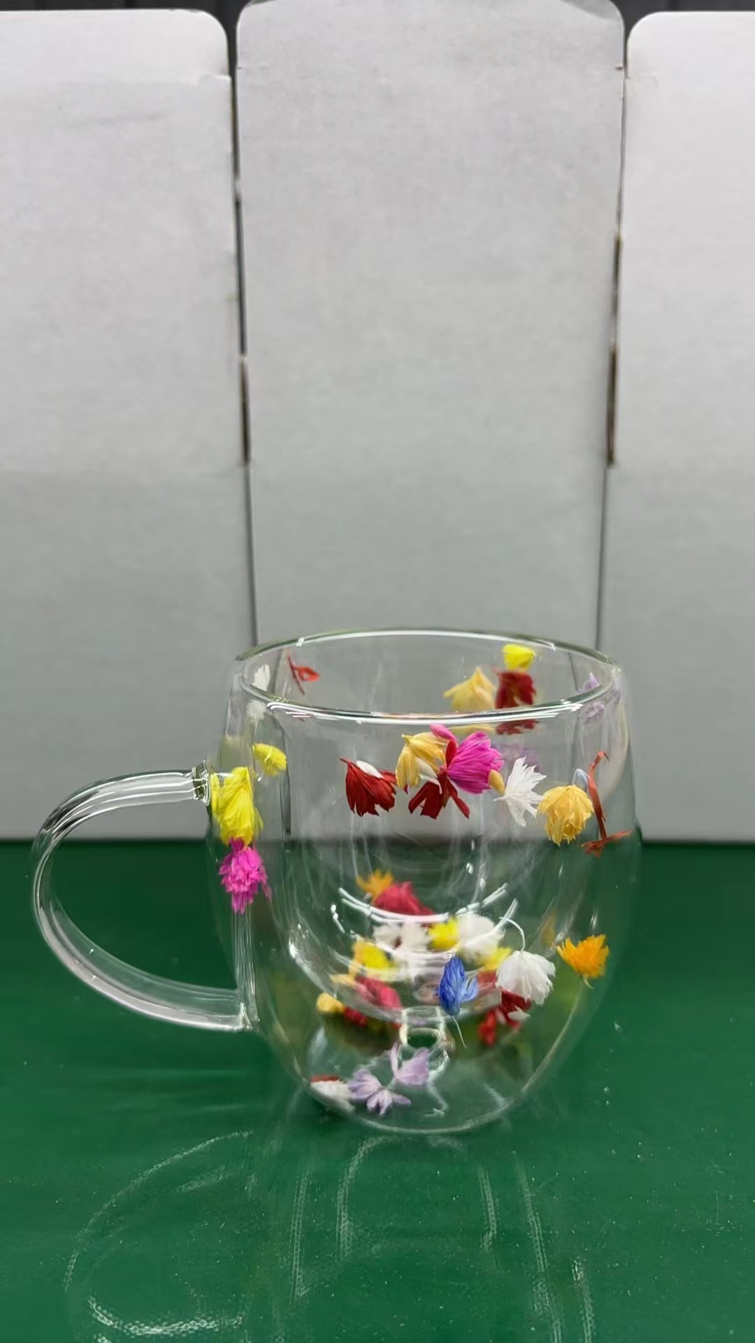 双层干花杯网红创意家居早餐牛奶杯高硼硅双层真花玻璃杯细节图