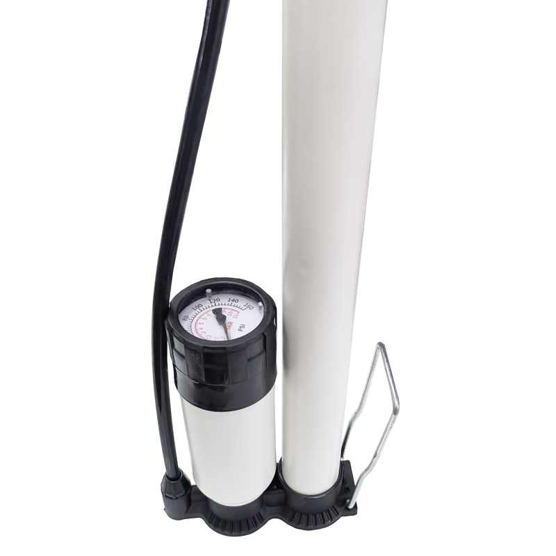 231214 long white air pump with meter, bicycle floor air pump, mountain bike, car iron air pump, household toy air pump, air filling pump Item Picture