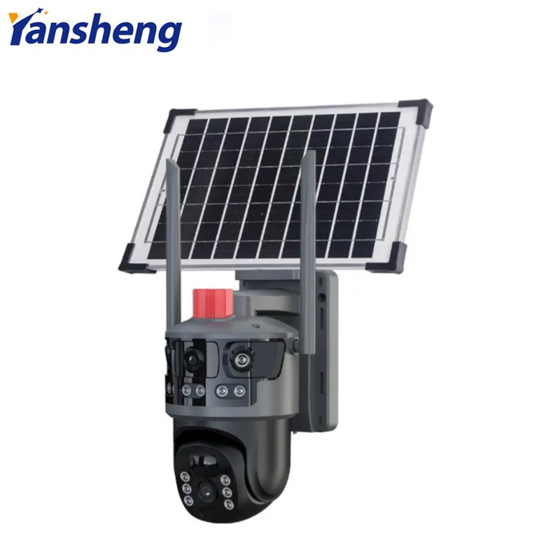 双目三画面太阳能球机T22监控器户外太阳能板监控器