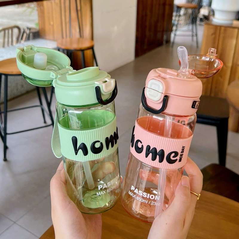 X152-XBD-6070 explosion-proof plastic cup with spring cap straw double drinking cup students outdoor transport Application Scenario