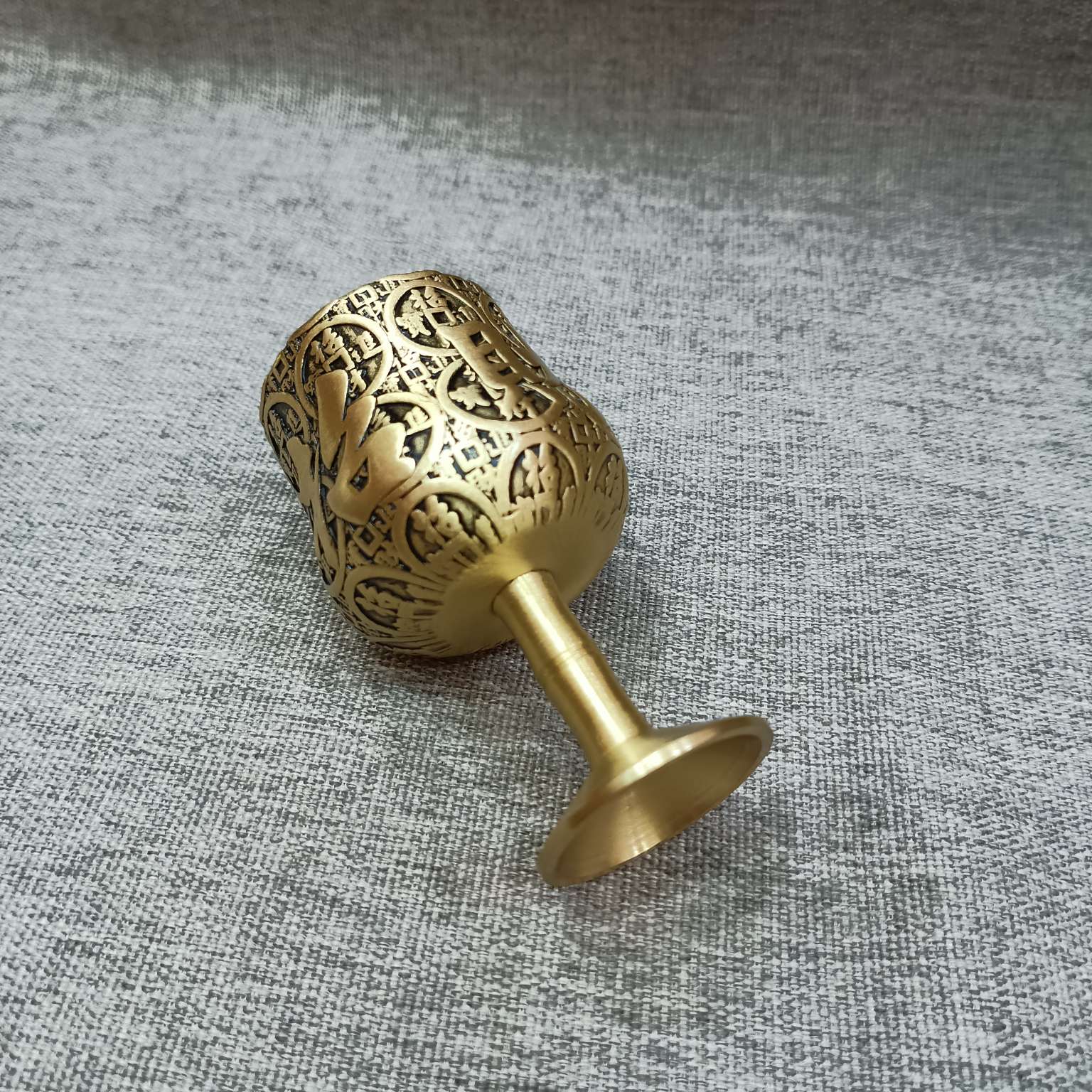 Zhonggong Craft copper wine glass, tall glass, coin cup, Zhaocai Jinbao 7.5 cm copper ware Item Picture