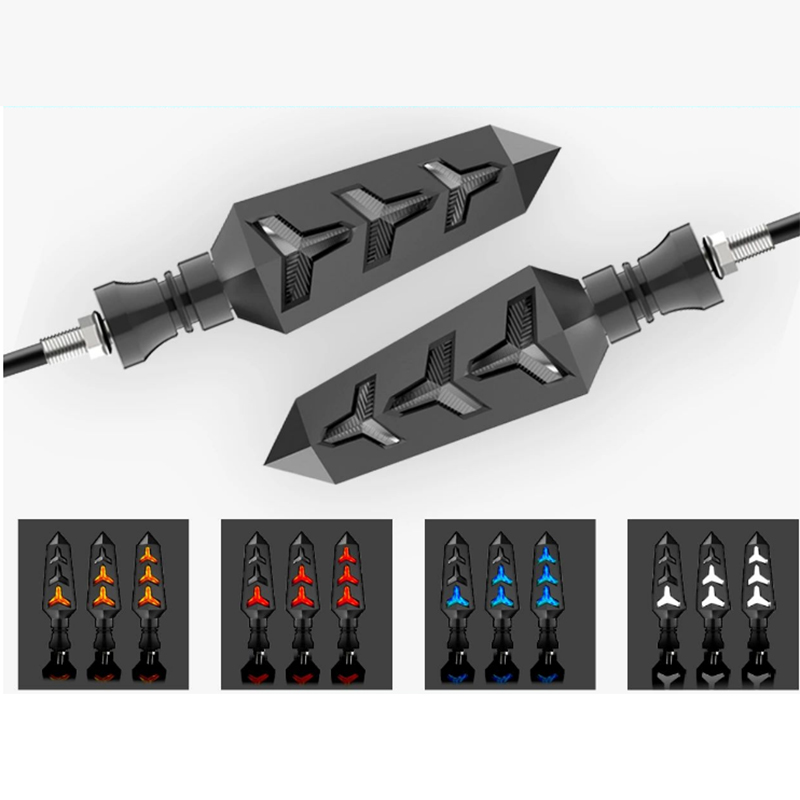 Motorcycle general accessories fishbone Y-shaped motorcycle two-color sequential flow LED turn signal indicator details Picture