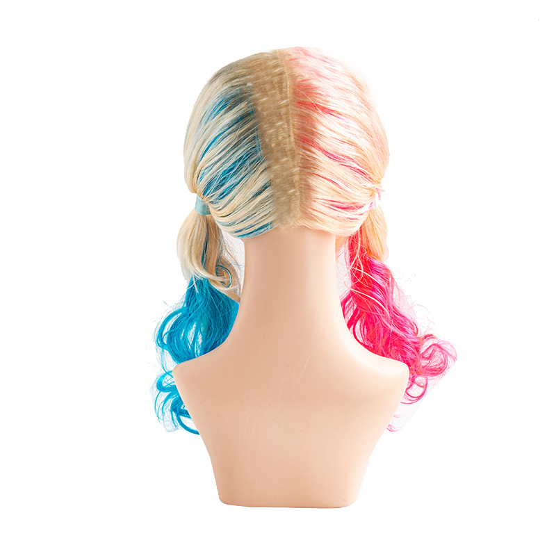 漫威电影小队小丑女假发cosplay哈莉双面色电影X动漫公主渐变配饰全头套儿童成人玩具角色扮演