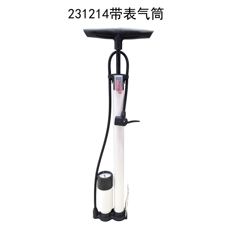 231214带表长白气筒 自行车落地气筒山地单车汽车铁质打气筒家用玩具气筒充气泵