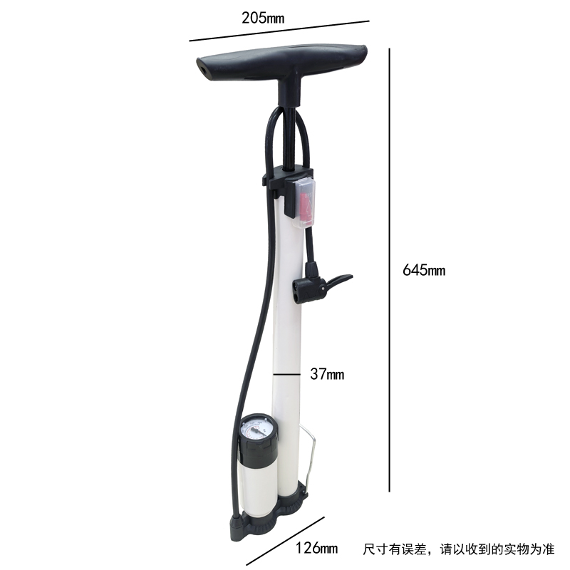 231214 long white air pump with meter, bicycle floor air pump, mountain bike, car iron air pump, household toy air pump, air filling pump details Picture