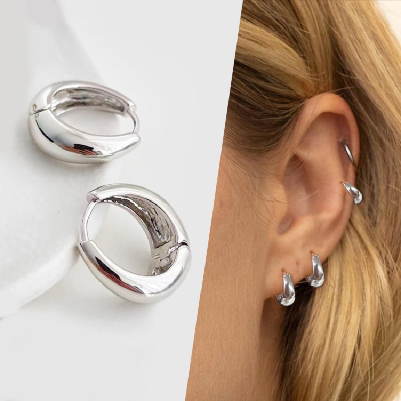 2025新款冷淡风耳环个性潮男耳钉弧形时尚女耳饰小众耳圈