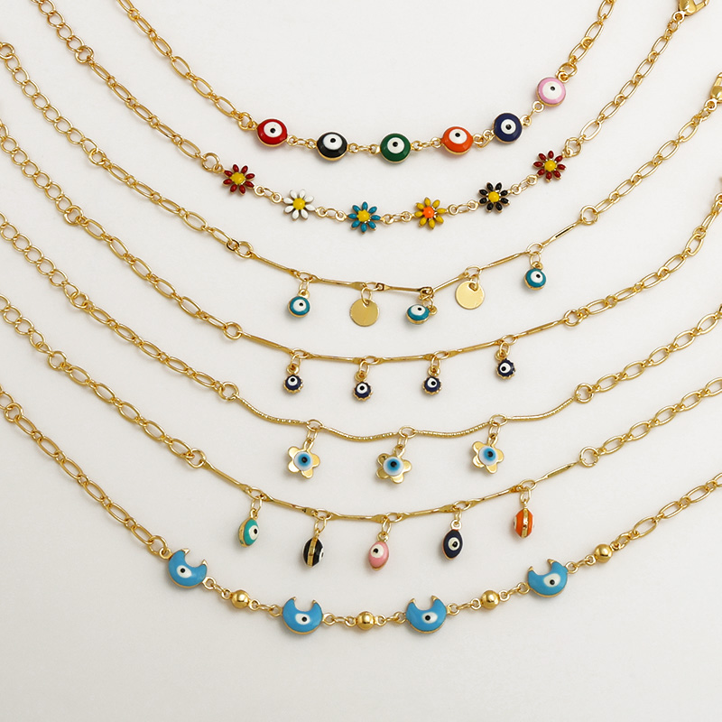 跨境新款时尚饰品恶魔之眼手链邪恶恶魔之眼手链彩色滴油手链