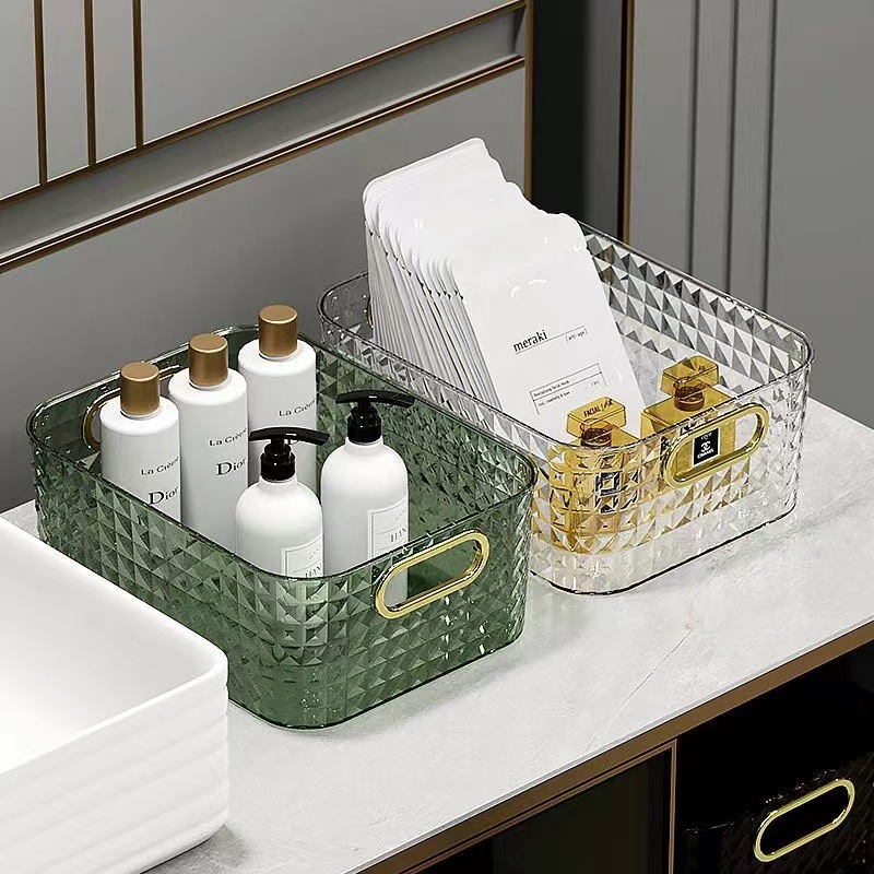 J149-009 Acrylic diamond pattern organizing box, desktop miscellaneous storage box, coffee table, snack storage basket details Picture