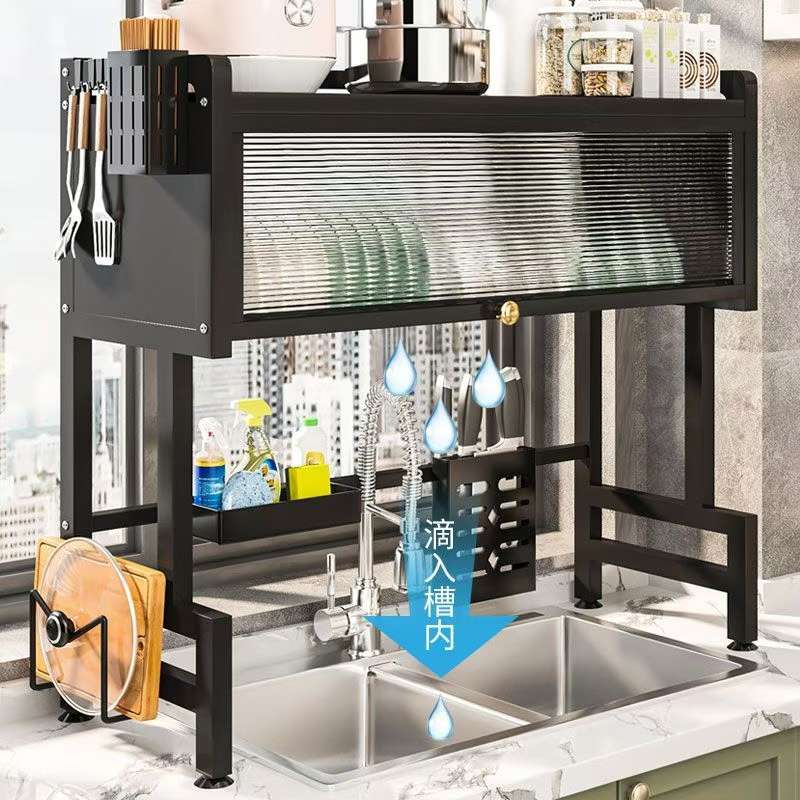厨房整理必备 黑色百搭日用百货 沥水碗架 碗盘置物架 高效沥水架 碗盘碗架 美观实用详情图3