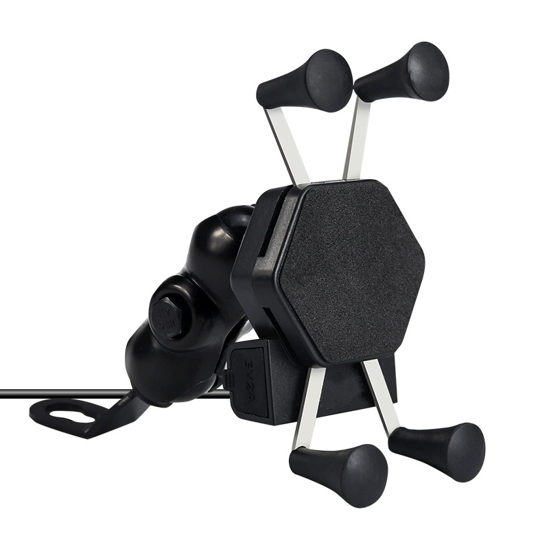 2019-1 CH-02充电镜座款电动摩托车手机支架导航12V四爪带绑带手机夹