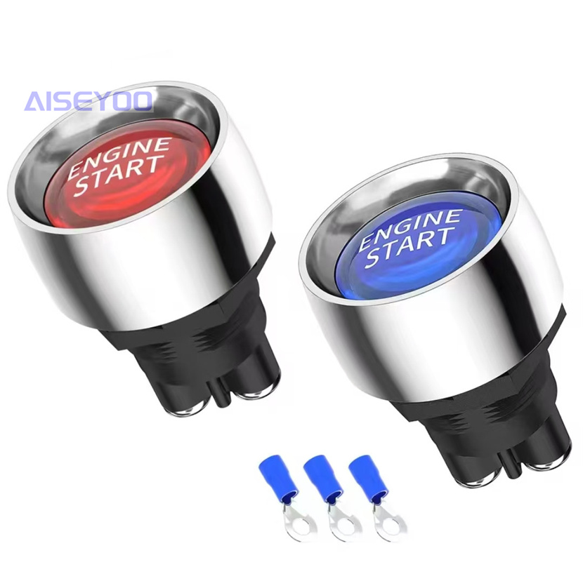 Car start switch, one-button start switch, 50A, 12V button switch, 22MM car ignition button, universal ignition power switch