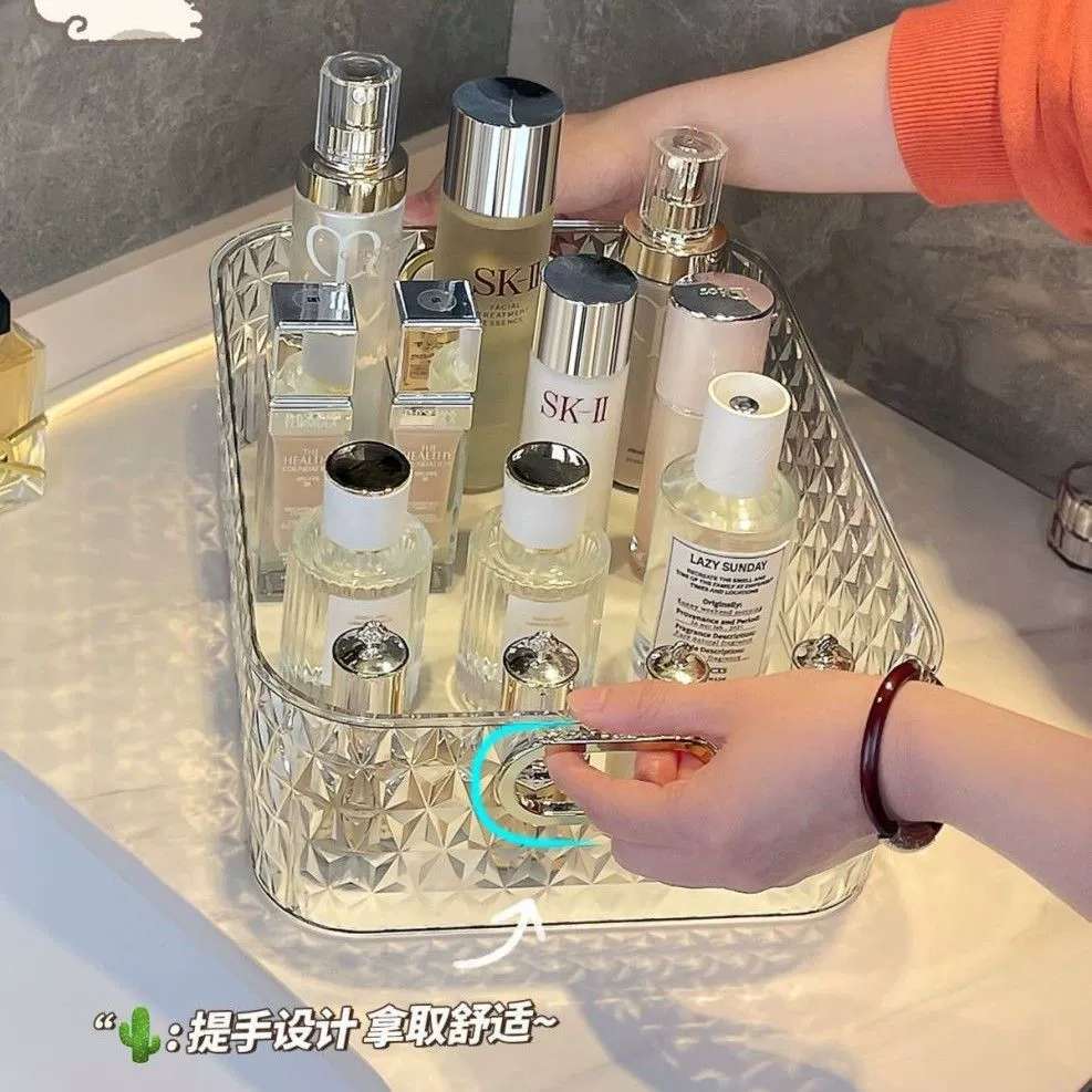 J149-009 Acrylic diamond pattern organizing box, desktop miscellaneous storage box, coffee table, snack storage basket detail image 12