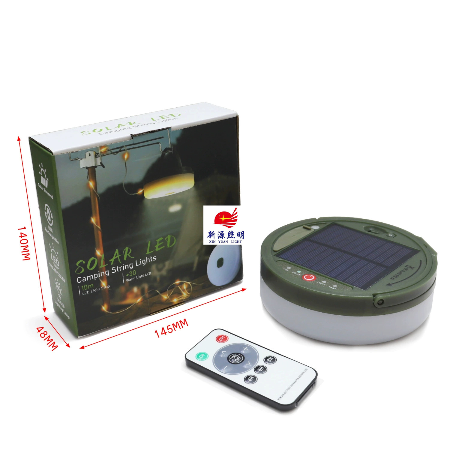 Solar-powered outdoor camping lights, tents, emergency atmosphere lights, lighting fixtures, tape measures, storage camping light strings Item Picture