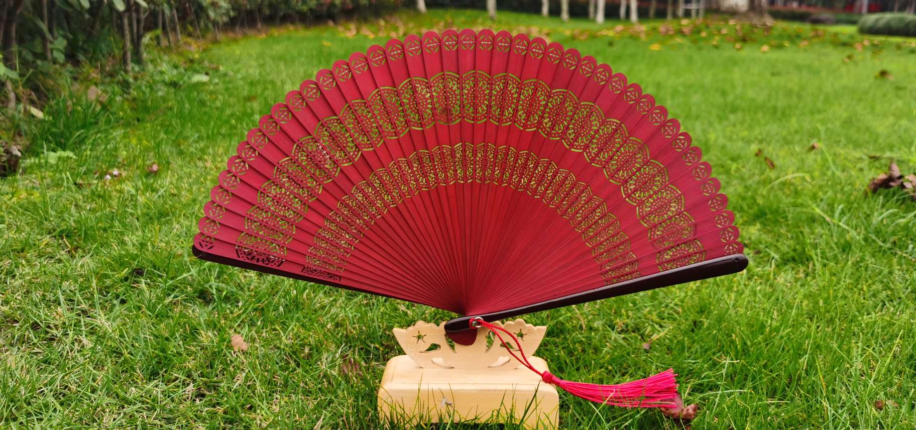 竹质工艺品漆扇 扇子女式夏季中国风团扇 竹编工艺精品 礼品工艺品赠品扇子详情图4