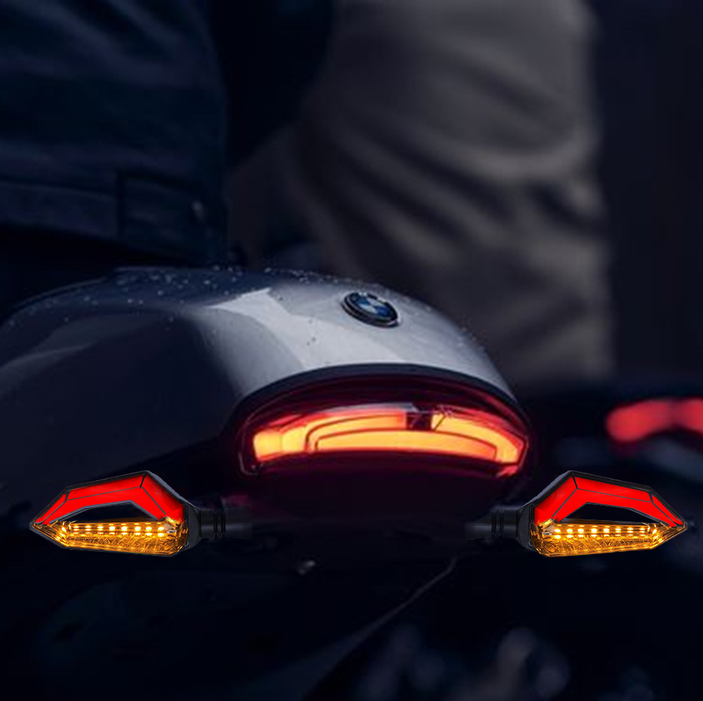 Motorcycle turn signal LED day running light General purpose signal light double color Blue yellow red white 12V turning water light Specification drawing