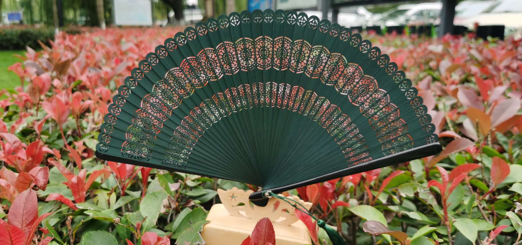 竹质工艺品漆扇 扇子女式夏季中国风团扇 竹编工艺精品 礼品工艺品赠品扇子细节图