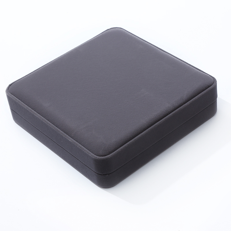 Jewelry and gold heart-shaped ring box, flocked jewelry box, grey plush details Picture