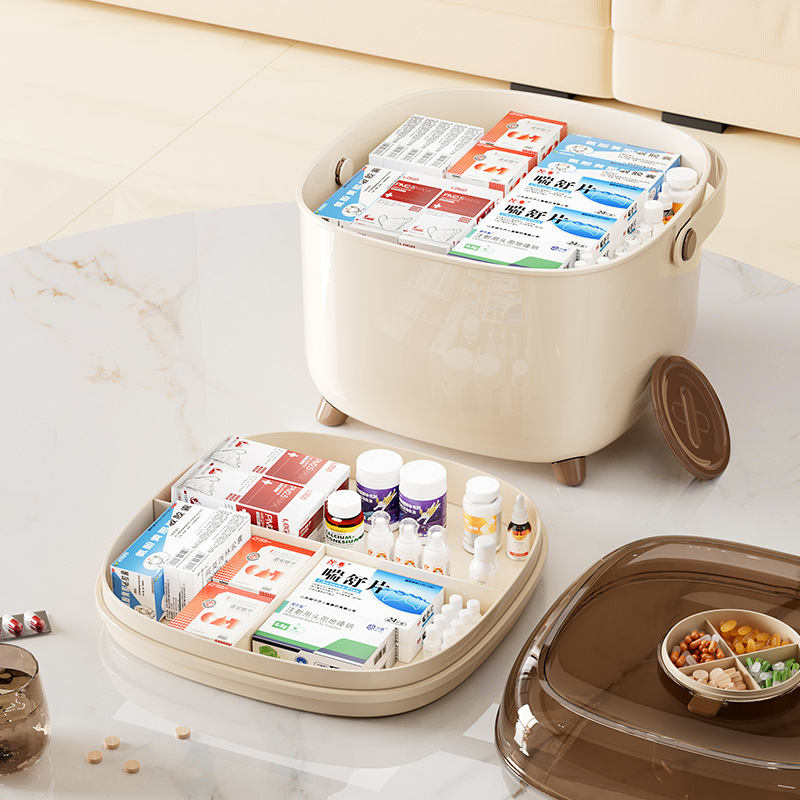 D47-512 Large family small medicine box Storage box Home portable first aid kit Mini medicine box Specification drawing