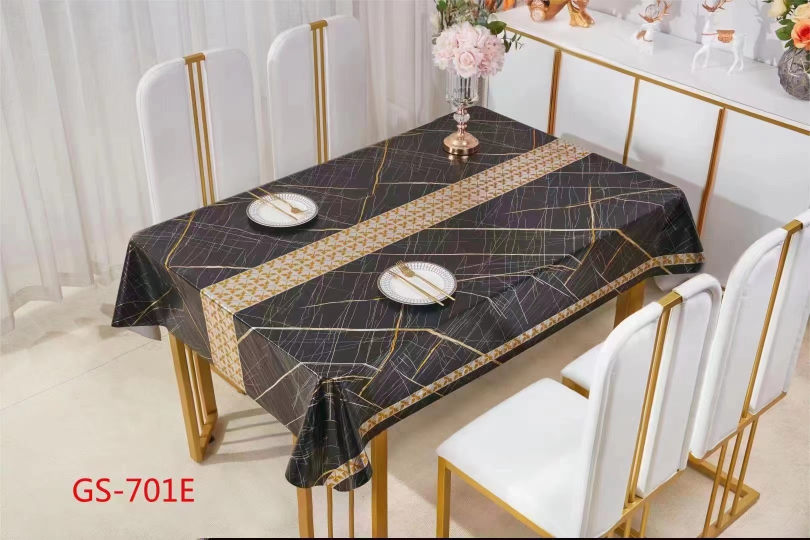 桌布/丝绒桌布/印花透明台布/落水毛/桌旗欧式细节图