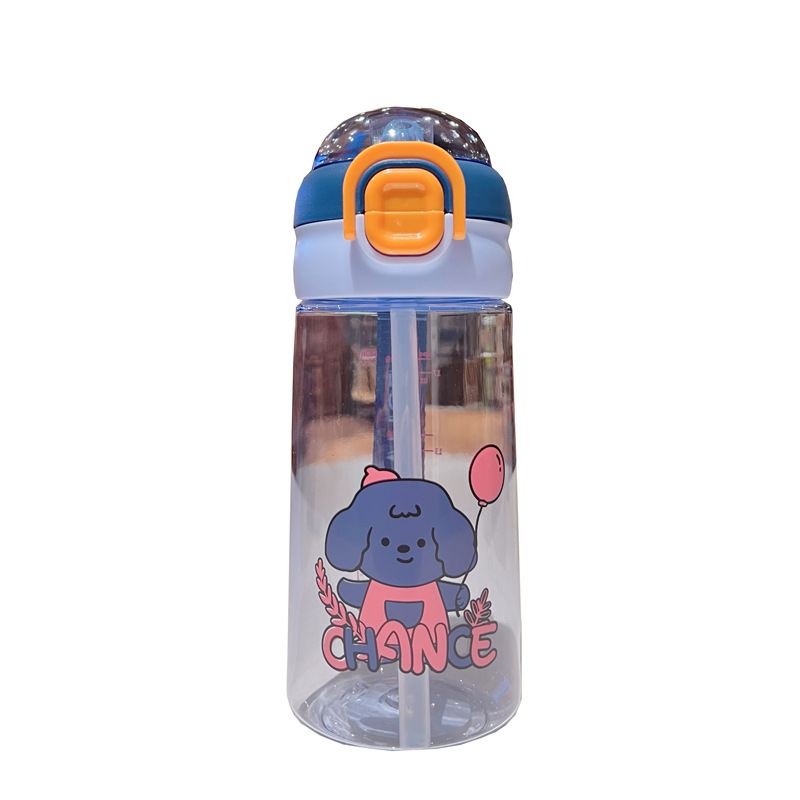X152-XBD-6077 580ML Summer simple plastic cup cartoon dog large capacity handy cup Cute portable student straw cup Internet celebrity girl Item Picture
