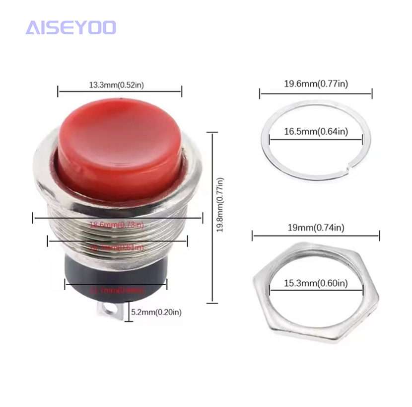 The DS-212 circular self-resetting lock-free small point-action key switch electronic hanging scale 2-pin 16mm button switch is turned on to start the power button details Picture