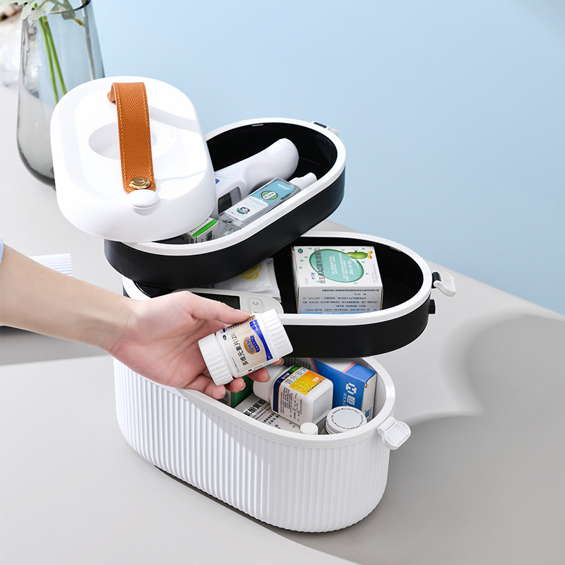 D47-503 Rotating medicine box Large-capacity medicine storage box for family container Separate first aid kit Emergency medicine box full figure
