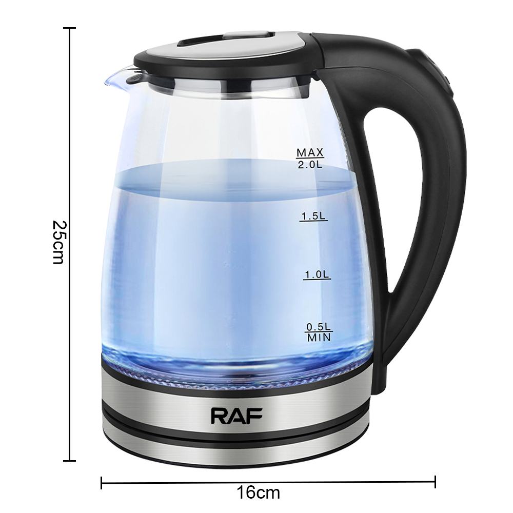 RAF欧规加厚耐热玻璃电热水壶家用自动断电大容量透明电烧水壶2L详情6