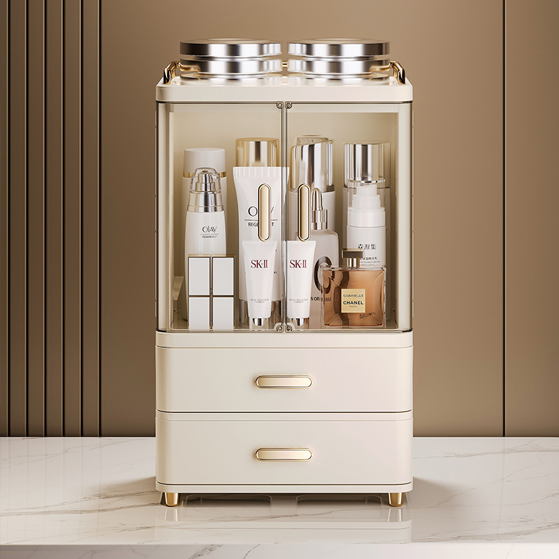 D47-136 Cosmetic storage box Multi-functional desktop large capacity skin care products lipstick mask dust storage rack Item Picture