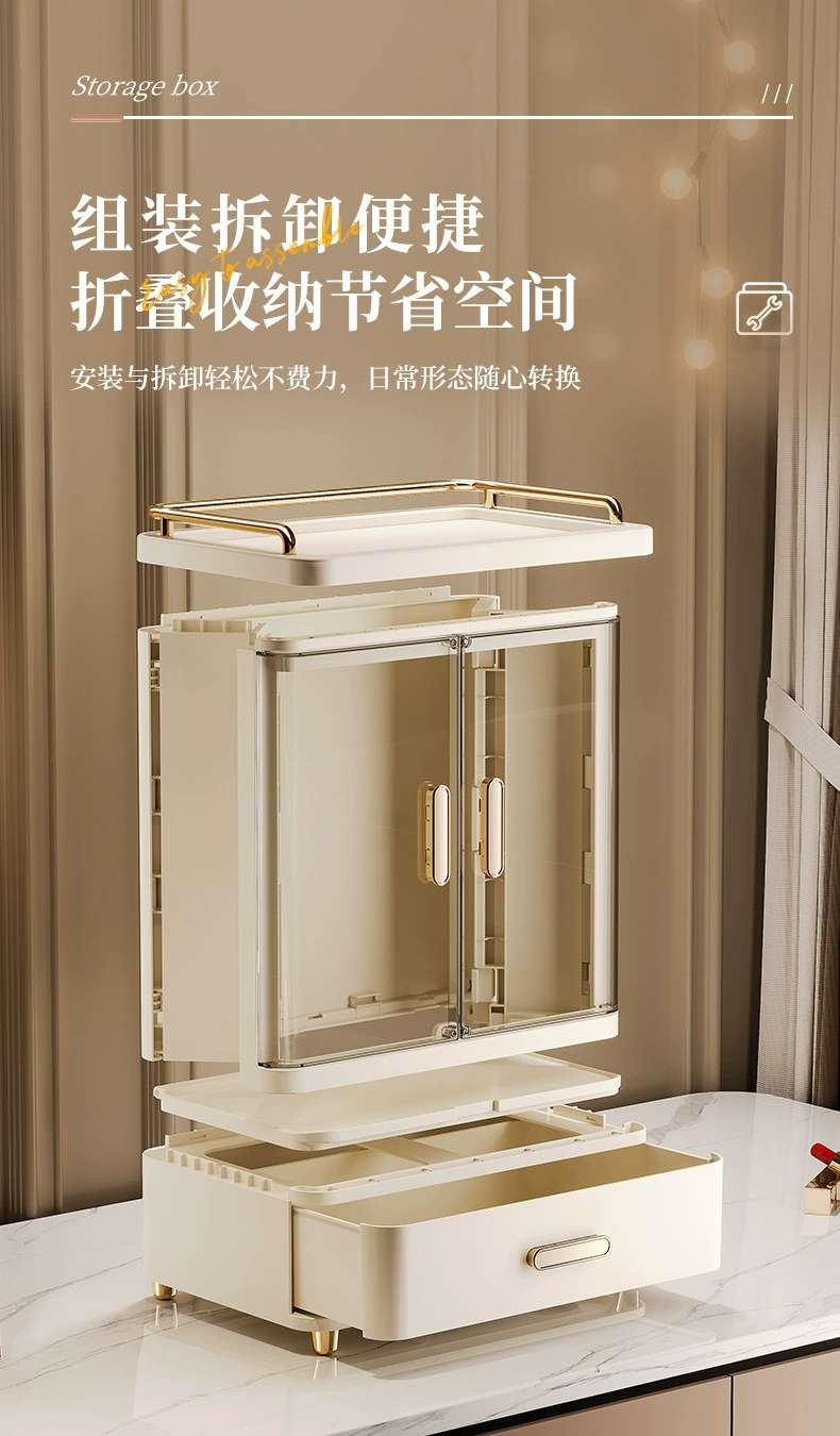 D47-136 Cosmetic storage box Multi-functional desktop large capacity skin care products lipstick mask dust storage rack undefined