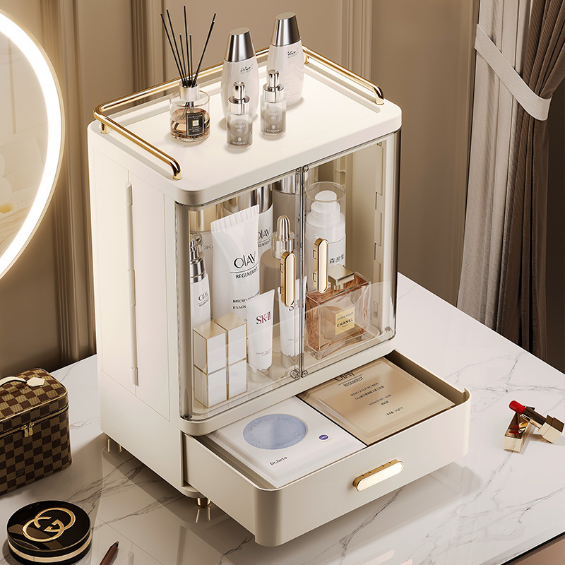 D47-136 Cosmetic storage box Multi-functional desktop large capacity skin care products lipstick mask dust storage rack details Picture
