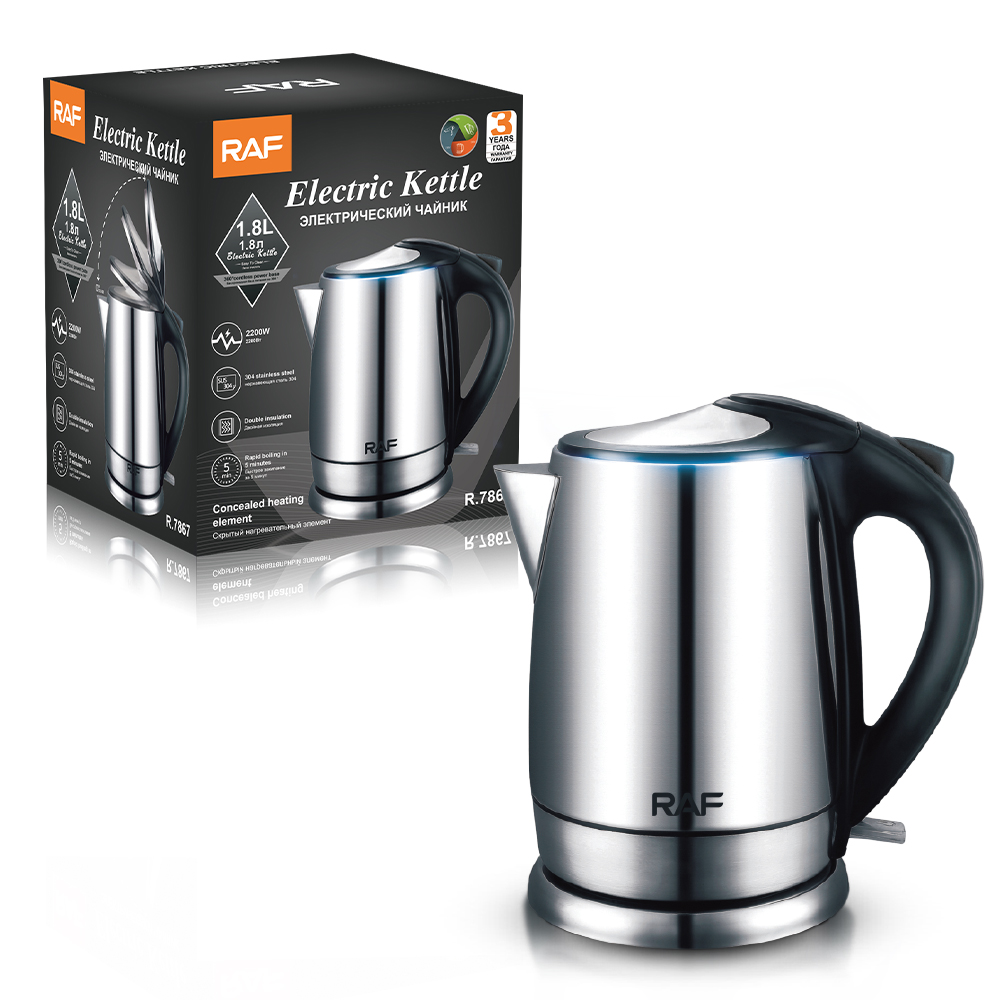 RAF Cross-border European standard high-power 304 stainless steel anti-dry-burning electric kettle, quick heating kettle details Picture