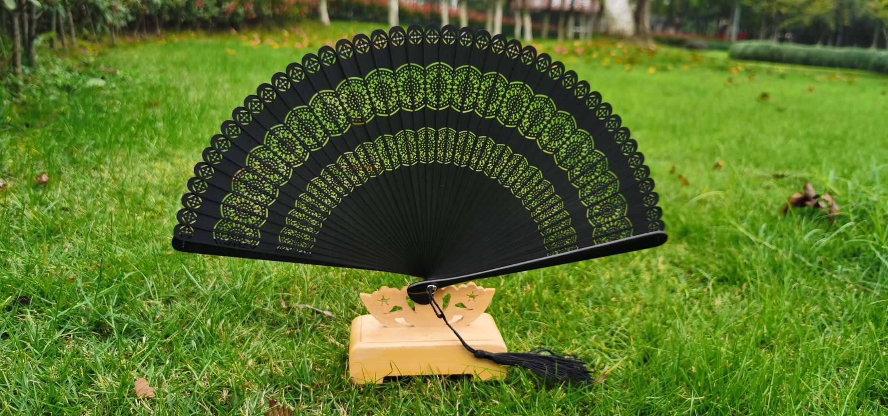 竹质工艺品漆扇 扇子女式夏季中国风团扇 竹编工艺精品 礼品工艺品赠品扇子详情图2