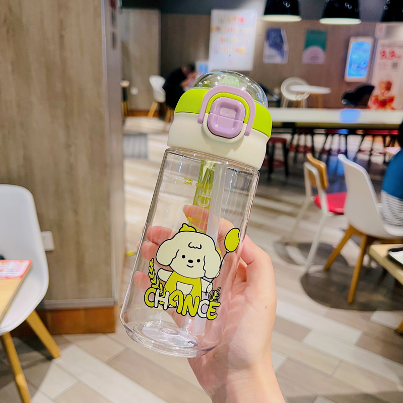 X152-XBD-6077 580ML Summer simple plastic cup cartoon dog large capacity handy cup Cute portable student straw cup Internet celebrity girl Application Scenario