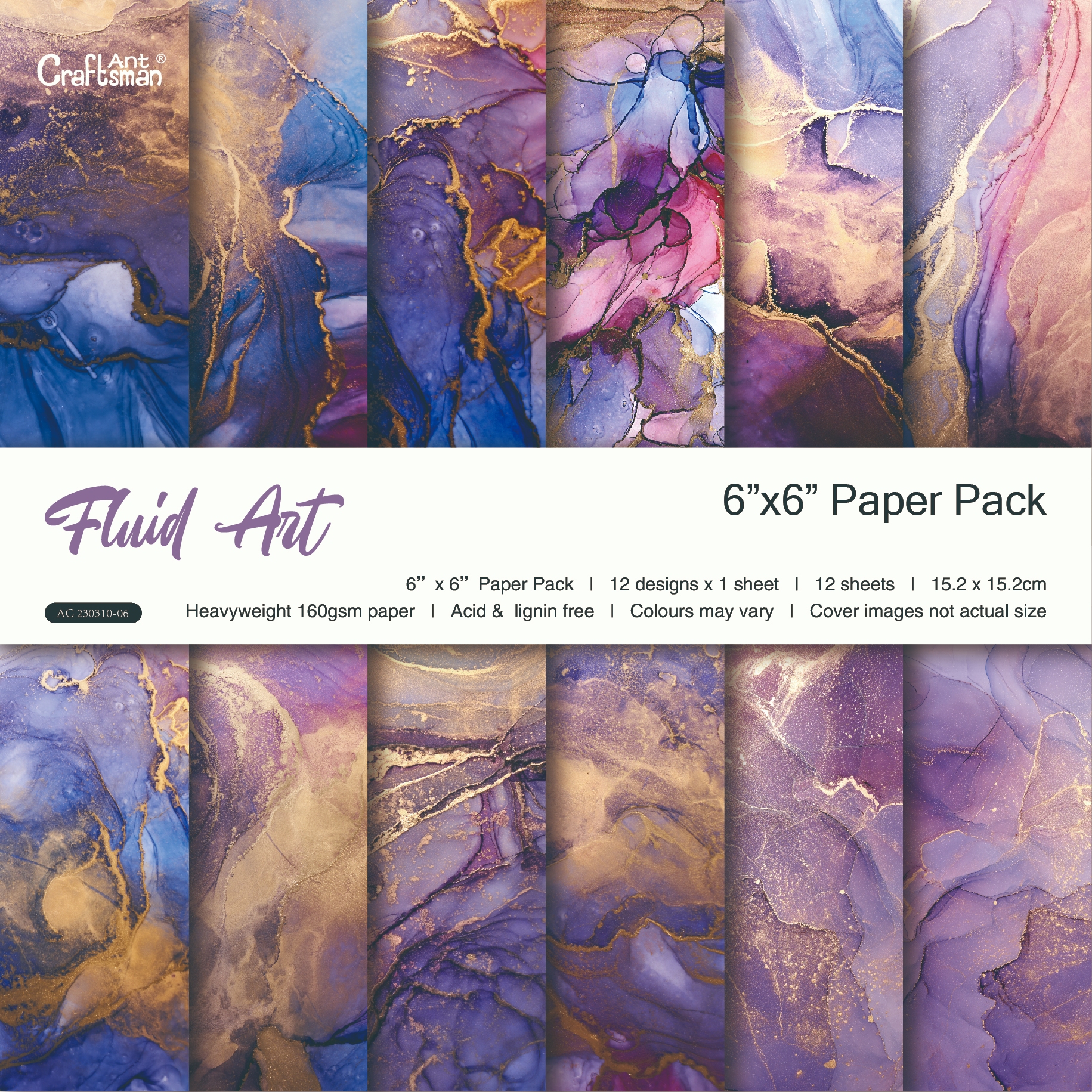 6-inch DIY handmade Scrapbook planner material pattern paper background paper (fluid Art) 12 sheets AC230310 Specification drawing