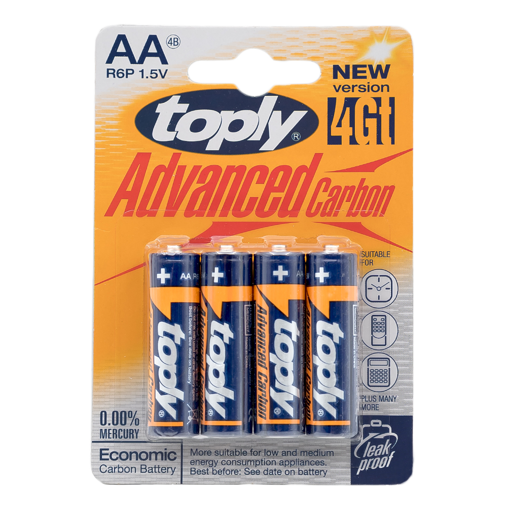Toply No. 5 battery 1.5V carbon zinc card-type No. 5 dry battery electronic scale luminous toy R6P AA battery export thumbnail