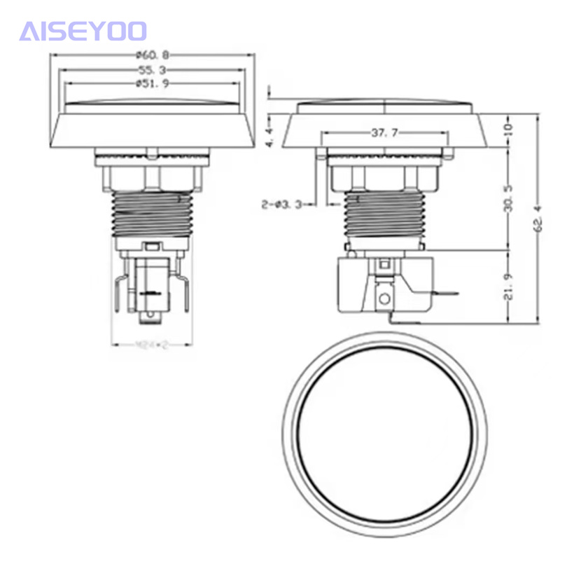 60mm large round flat button with light, self-resetting button, button switch for the parent-child machine, large flat button for the parent-child machine pic 5