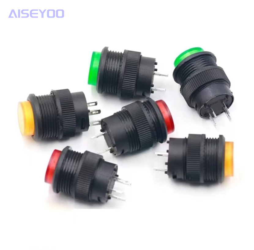 R16-503 no light/With light self-locking/self-resetting circular power button switch 2/4 pin 16MM pic 3