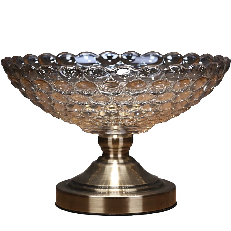 European-style fruit plate, luxurious and high-end, modern living room coffee table, household snack plate, large crystal glass double-layer fruit plate 331, cooking fruit plate, handicrafts and ornaments Item Picture