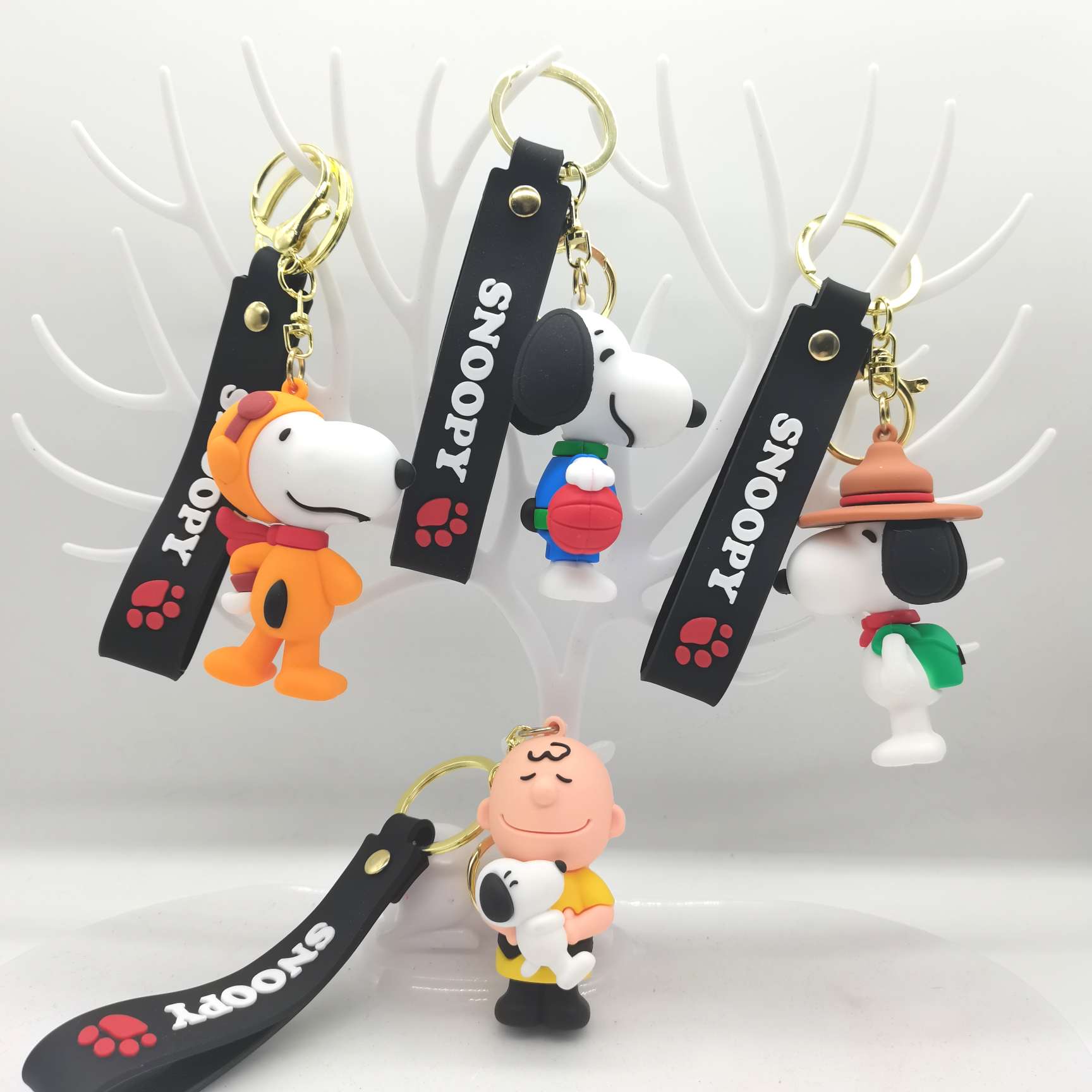 创意可爱史努比钥匙扣小狗查理硅胶公仔挂件情侣汽车包包挂饰小礼品男生女生图