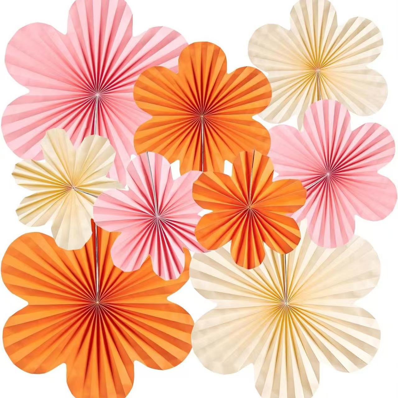 New wall flower-shaped paper fan flower decoration, birthday party window, background wall decoration, paper fan hanging decoration, jewelry store, shopping mall, store, kindergarten paper fan decoration, Christmas scene arrangement, wonderful decoration details Picture