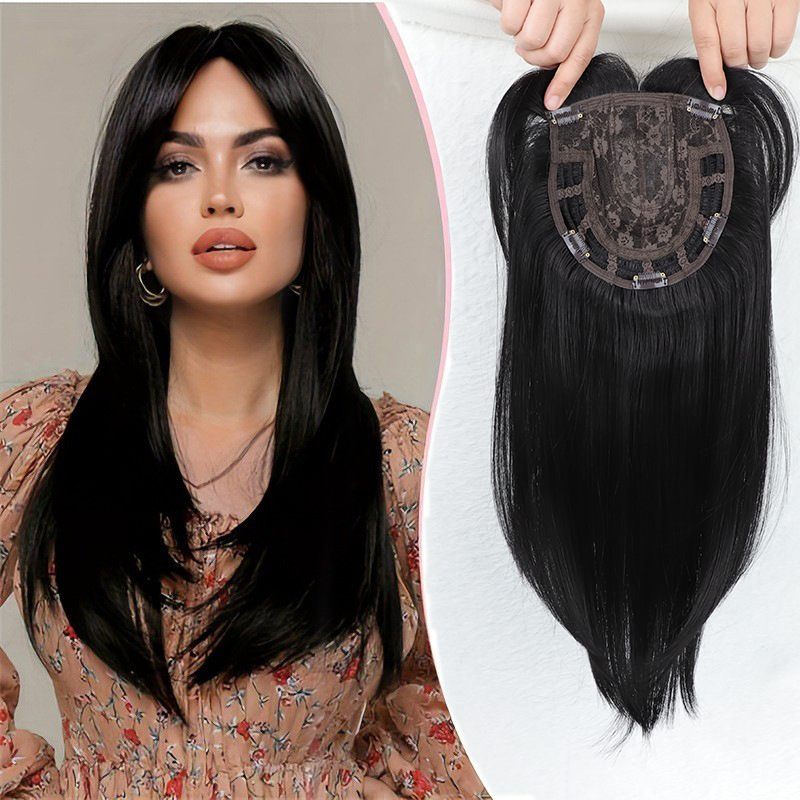 Emulación de cabello cabello blanco natural respirable 3d aire flecos máscara de cabello calvo peluca complemento bloque de cabello mate extensiones de cabello details Picture