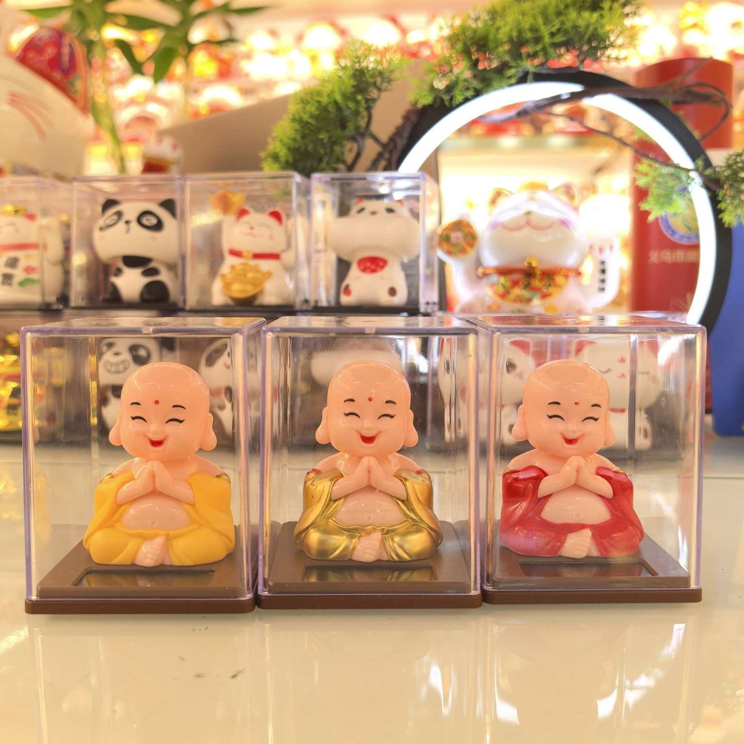 太阳能小弥勒佛 工艺品收藏品 线香底座 创意礼品招财猫摆设 独特设计赠品