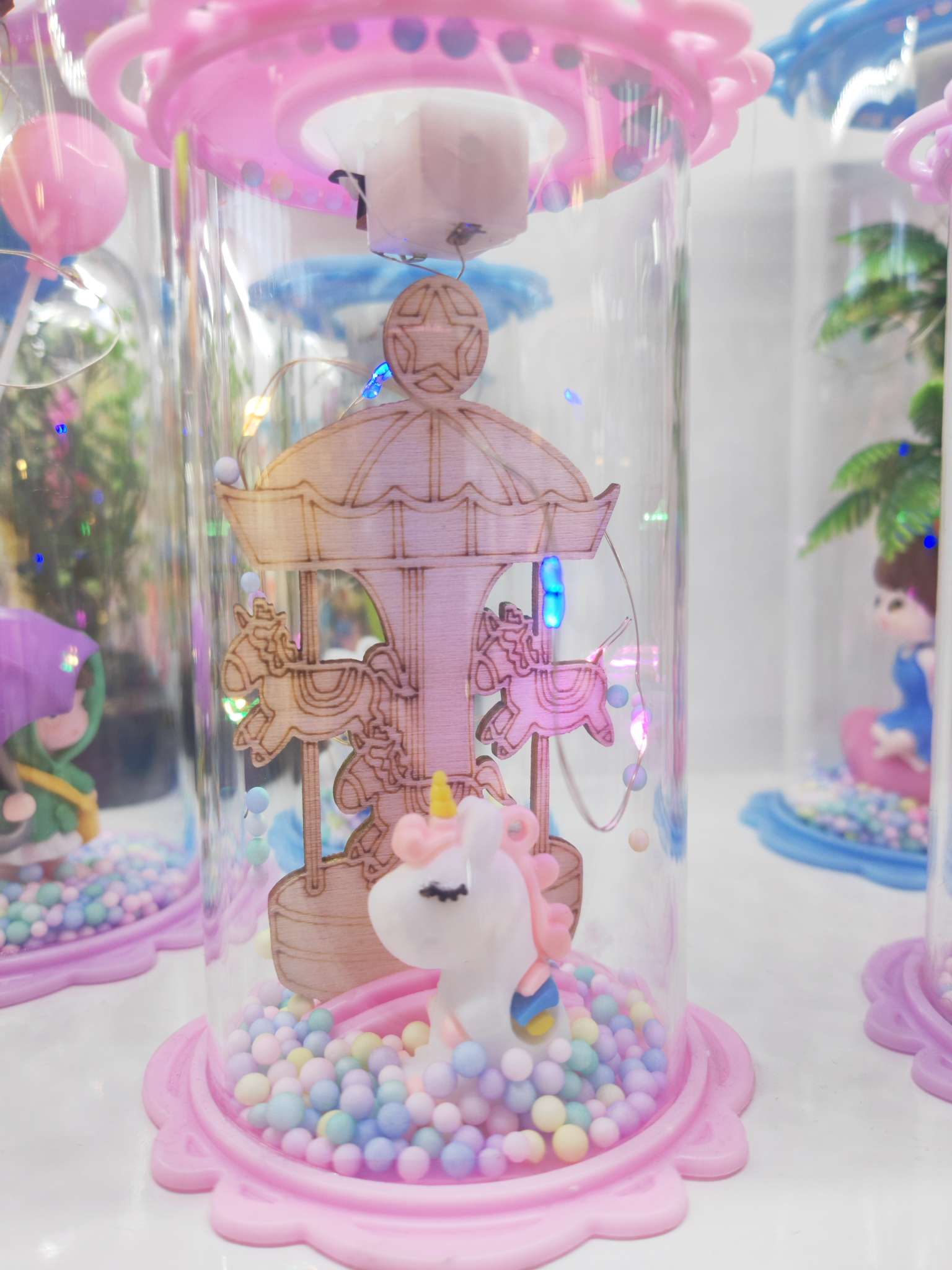 喜马拉雅盐手工玻璃制品 工艺品小玻璃瓶木头盖 水晶球礼品 独特玻璃工艺品 美观实用精致装饰品详情图3