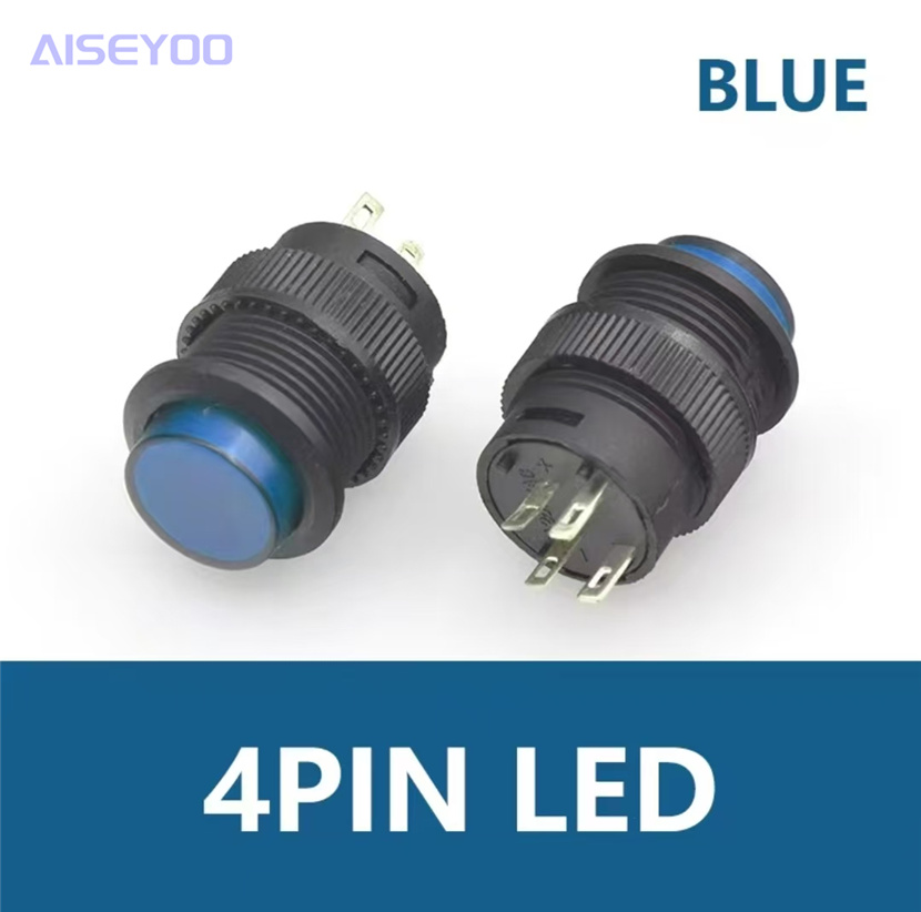 R16-503 no light/With light self-locking/self-resetting circular power button switch 2/4 pin 16MM pic 16