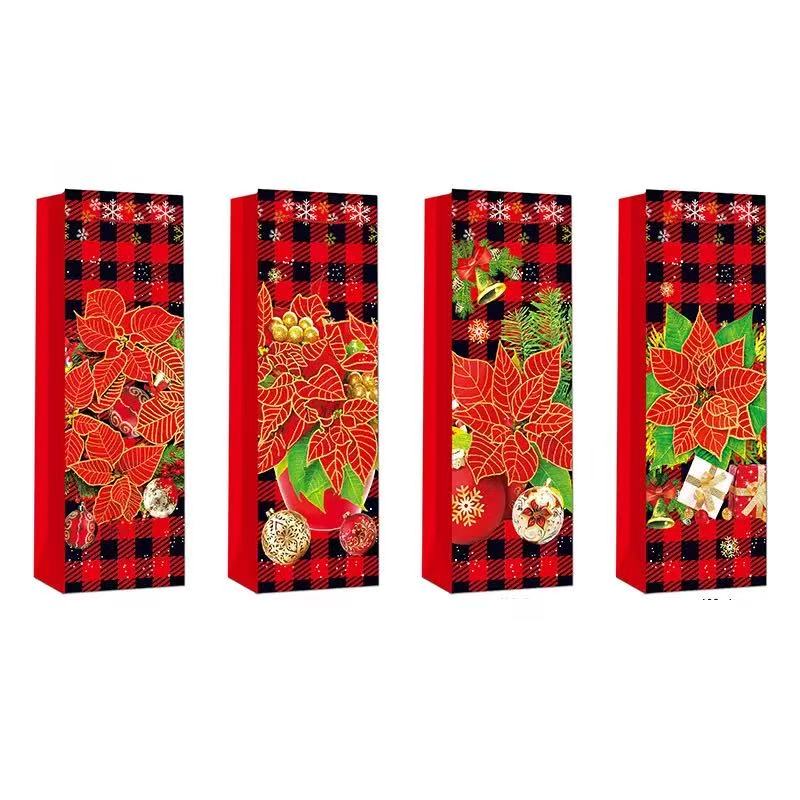 2025年新款圣诞手提酒袋高档白卡创意礼品酒袋撒粉礼品袋金粉耐用礼品纸袋详情1