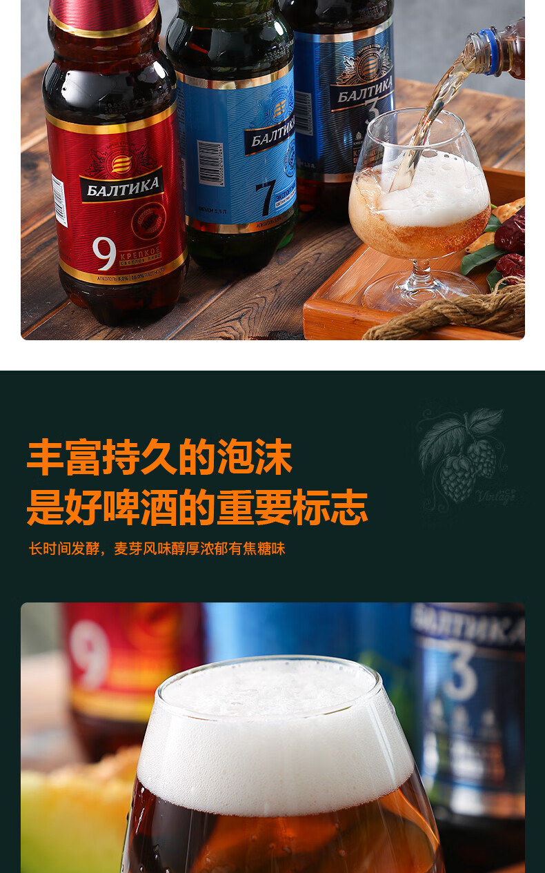 包邮批发！俄罗斯波罗的海3号古典啤酒1.3L详情6