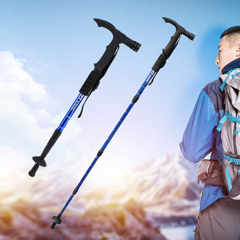 户外运动山地野营装备 登山杖滑雪杖一体设计 铝合金手杖拐杖 多功能便携稳固耐用登山杖手杖产品图