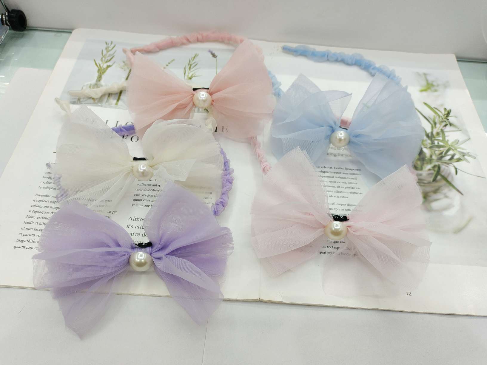 雪纺纱带珍珠儿童头箍发饰女童夏季可爱